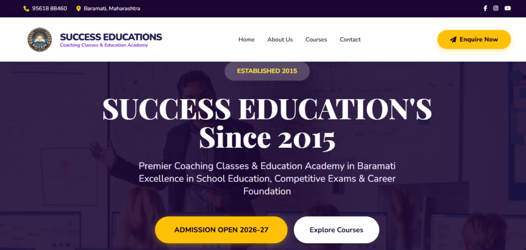 Success Code Academy offers foundation coaching classes in Baramati. 