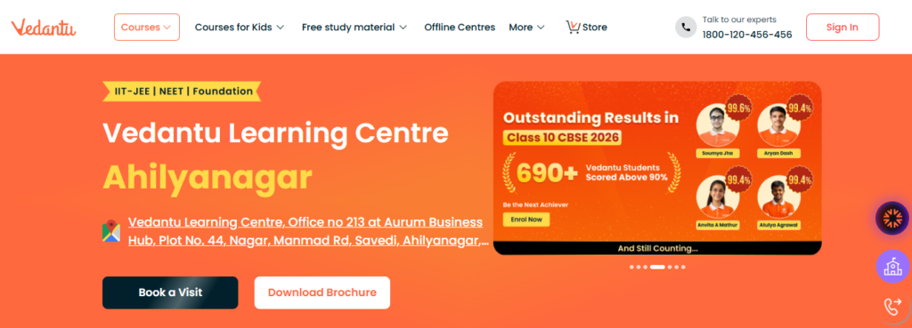 Vedantu Learning Centre foundation coaching for Class 8 to 10 students in Ahilyanagar.