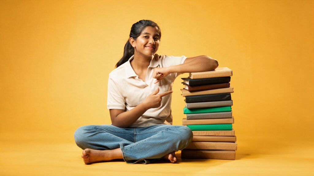 Class 9 student building a JEE foundation with books and a step-by-step study path.